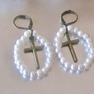Antique Bronze Pearl Teardrop Earrings