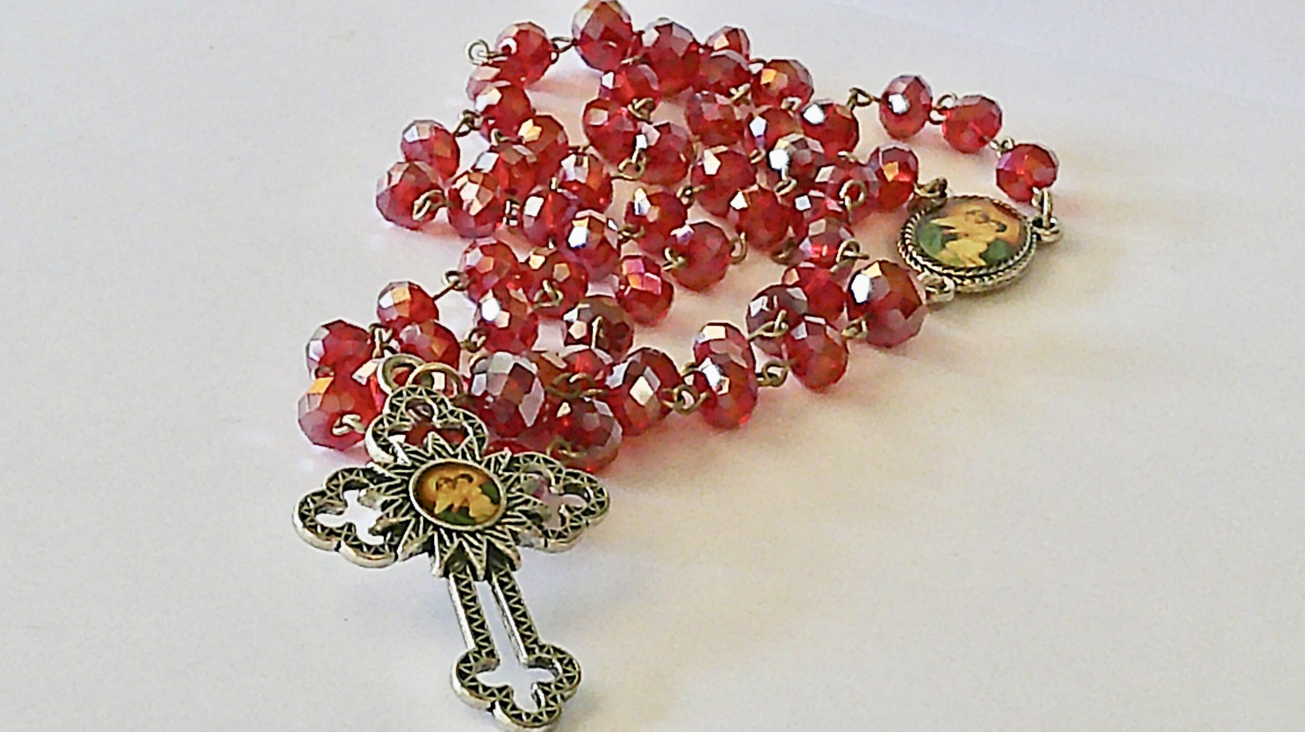 Our Lady of Mount Carmel Glass Crystal Rosary
