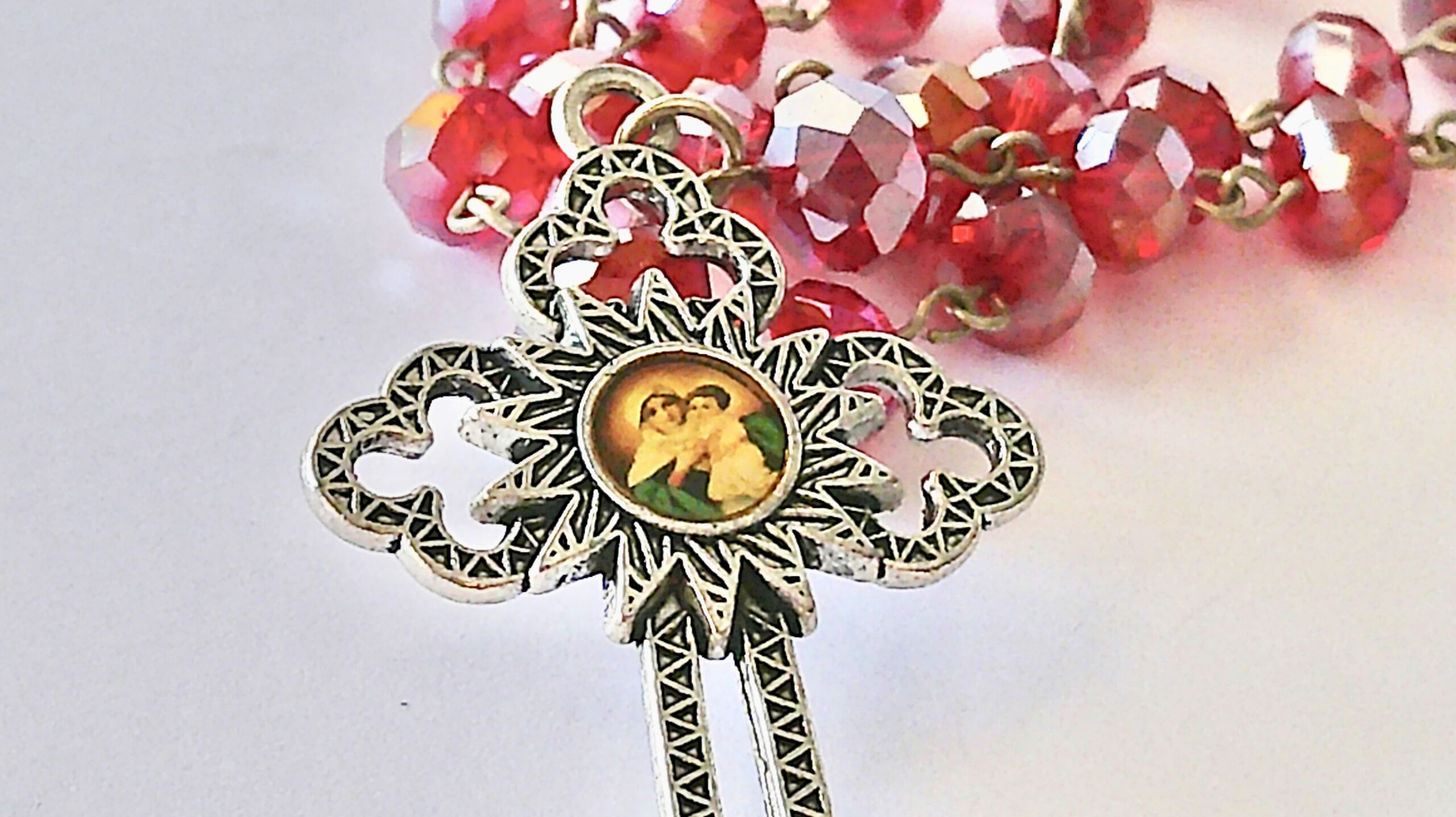 Our Lady of Mount Carmel Glass Crystal Rosary - Image 2