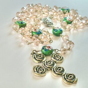 Mary Among The Roses Cloisonne Crystal Rosary