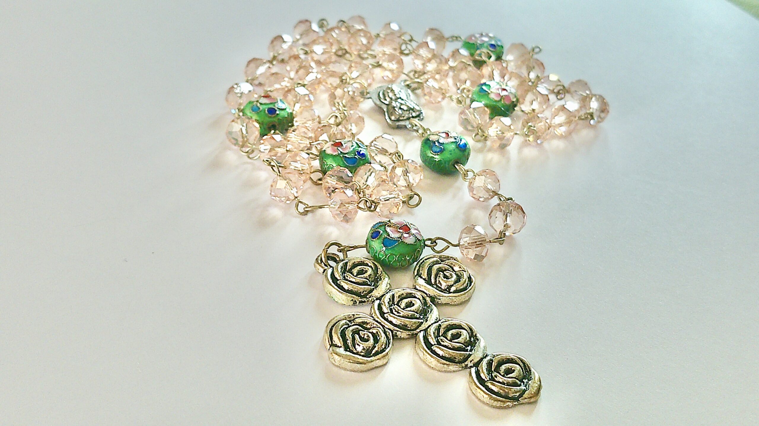 Mary Among The Roses Cloisonne Crystal Rosary