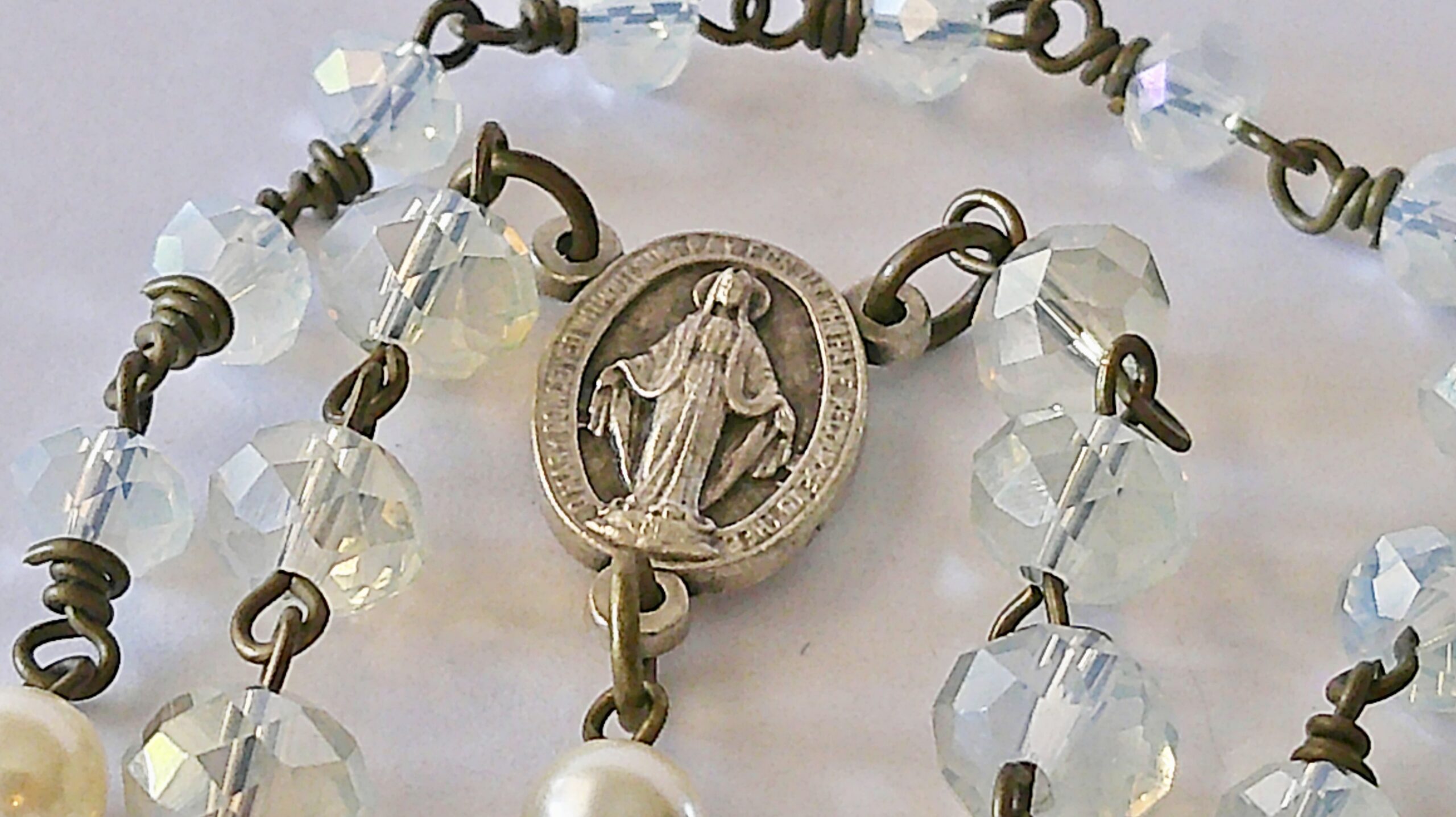 Italian Miraculous Mary Antique Bronze Rosary - Image 2