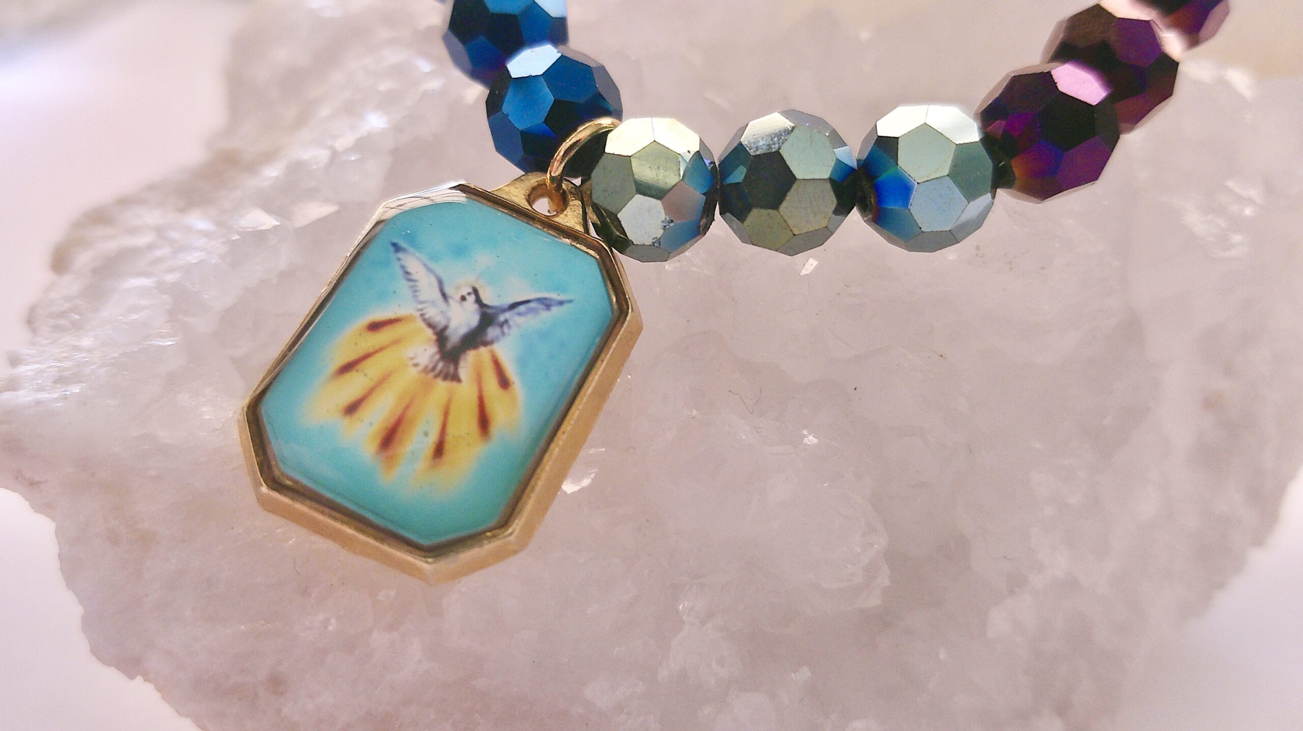 Holy Spirit Multicolor Crystal Stretch Bracelet