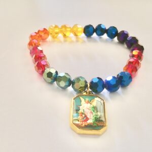 Guardian Angel Multicolored Crystal Stretch Bracelet