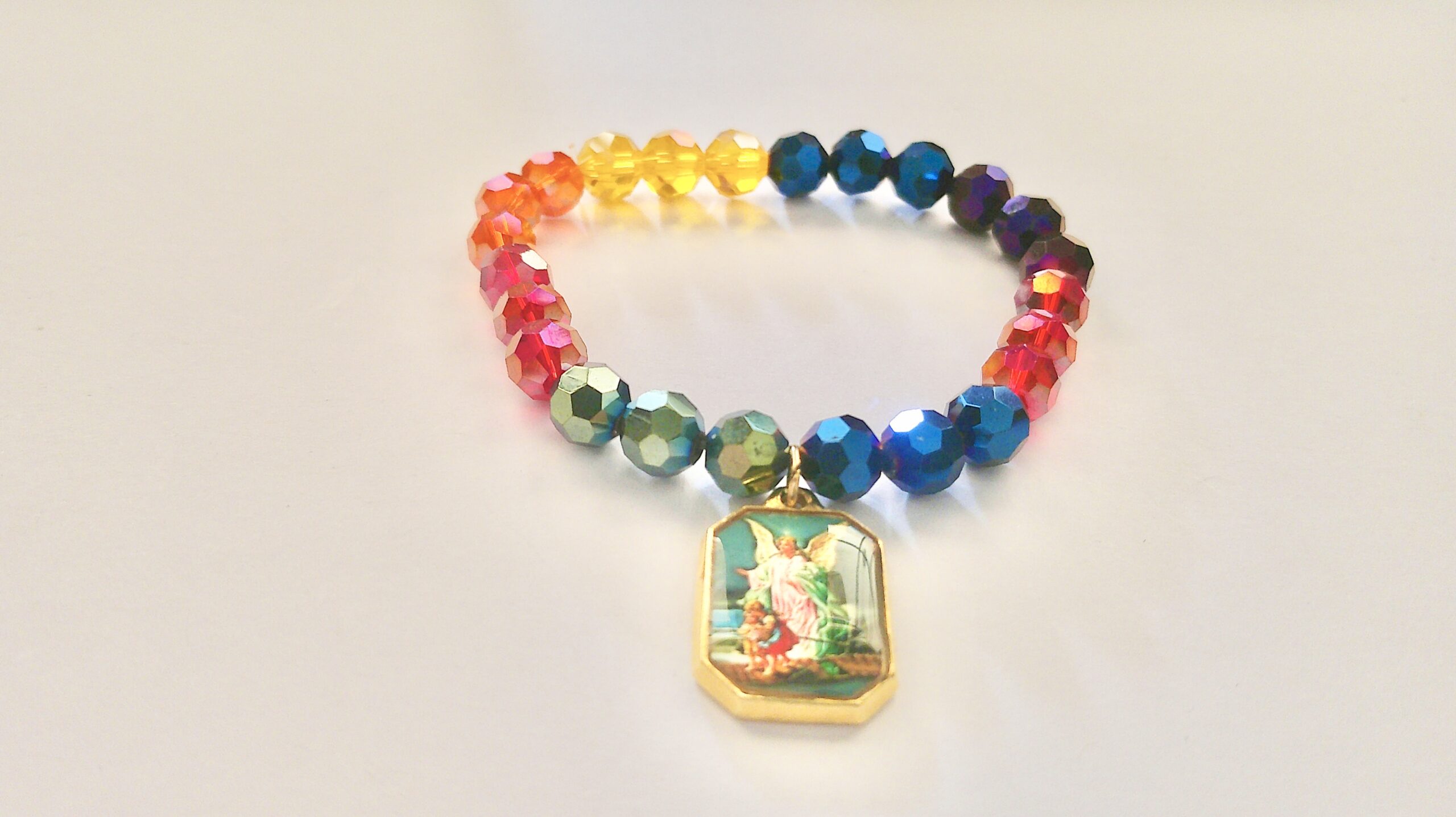 Guardian Angel Multicolored Crystal Stretch Bracelet