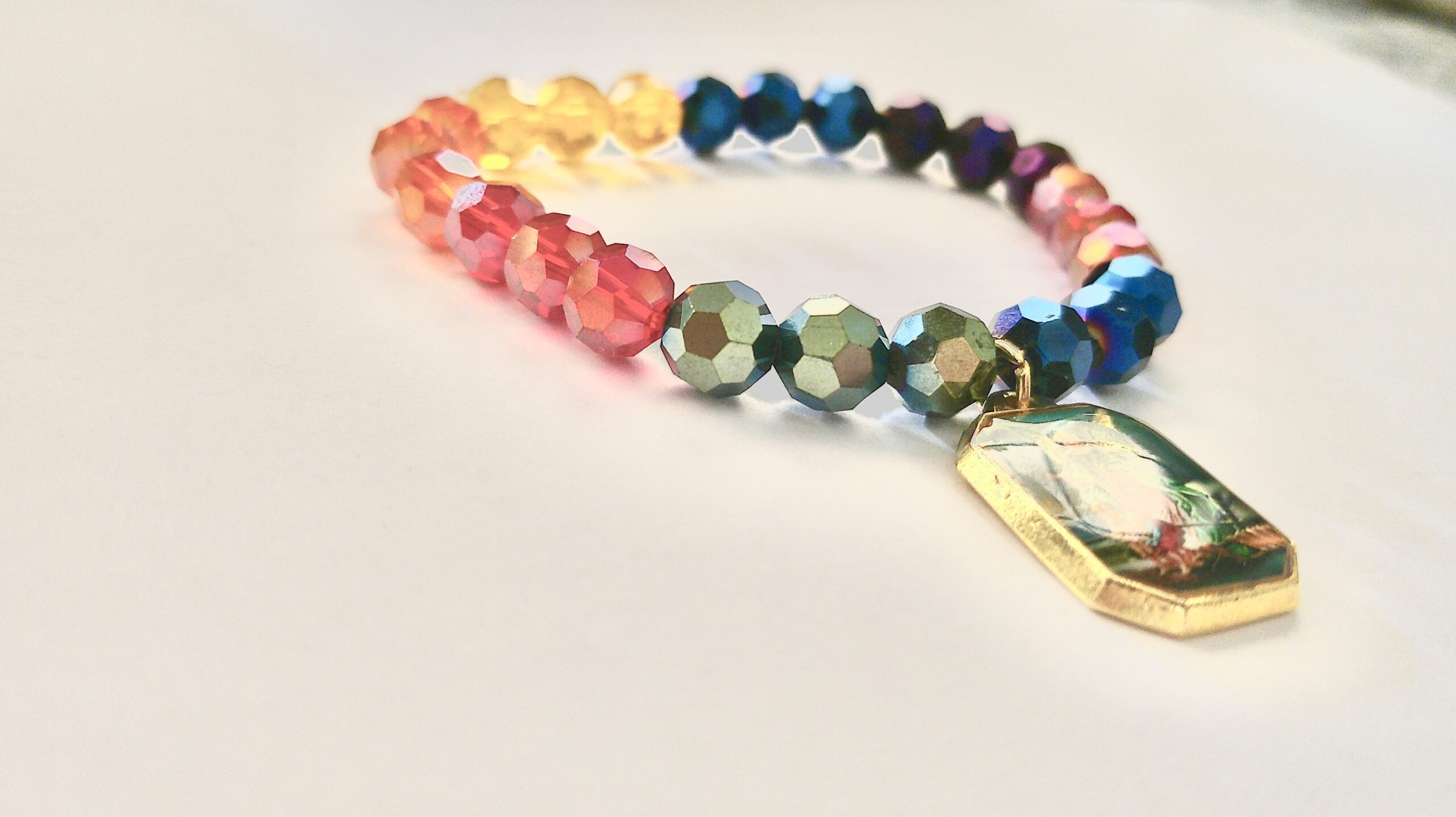 Holy Spirit Multicolor Crystal Stretch Bracelet - Image 2