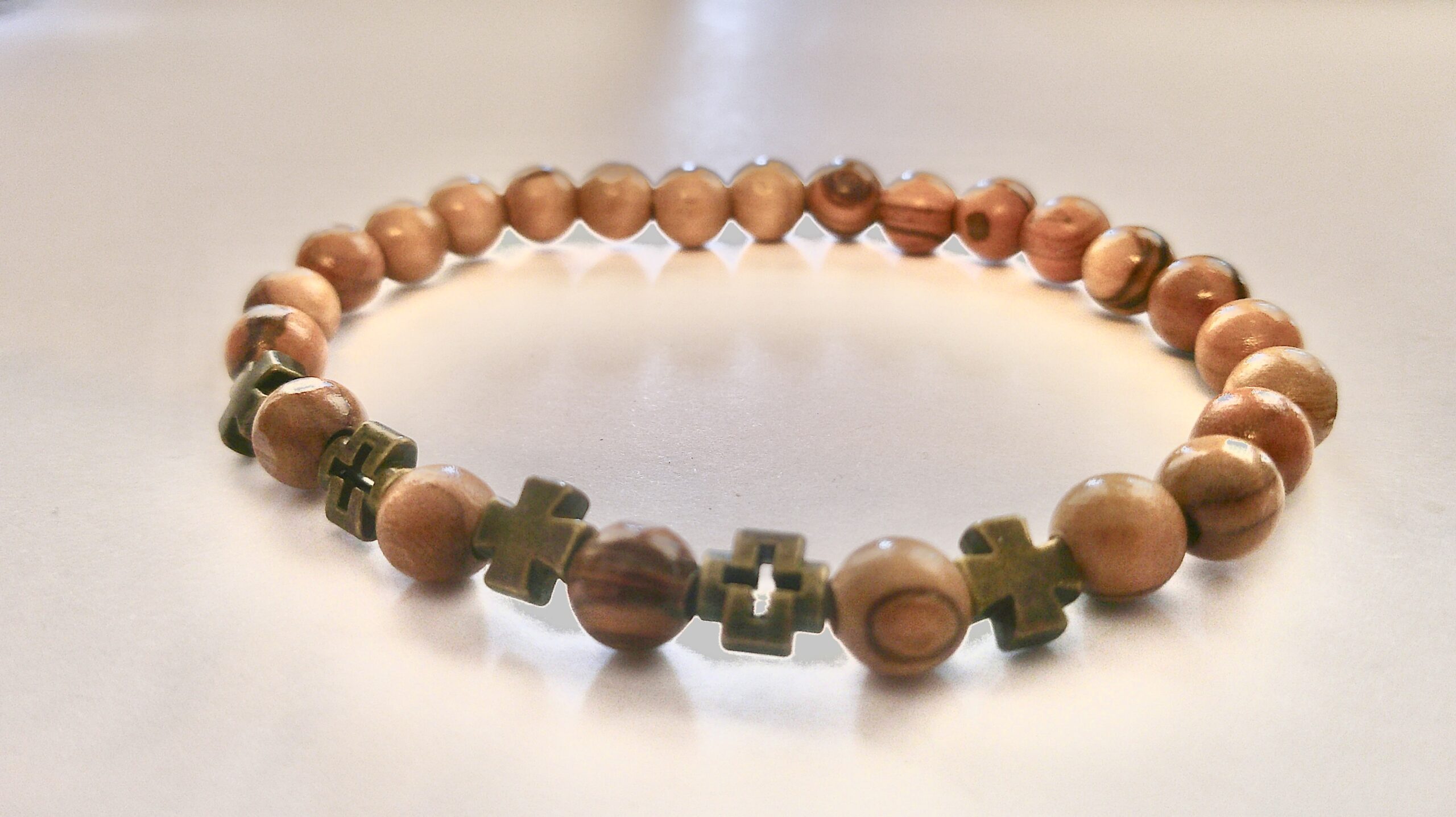 Holy Land Antique Bronze Mens Cross Bracelet