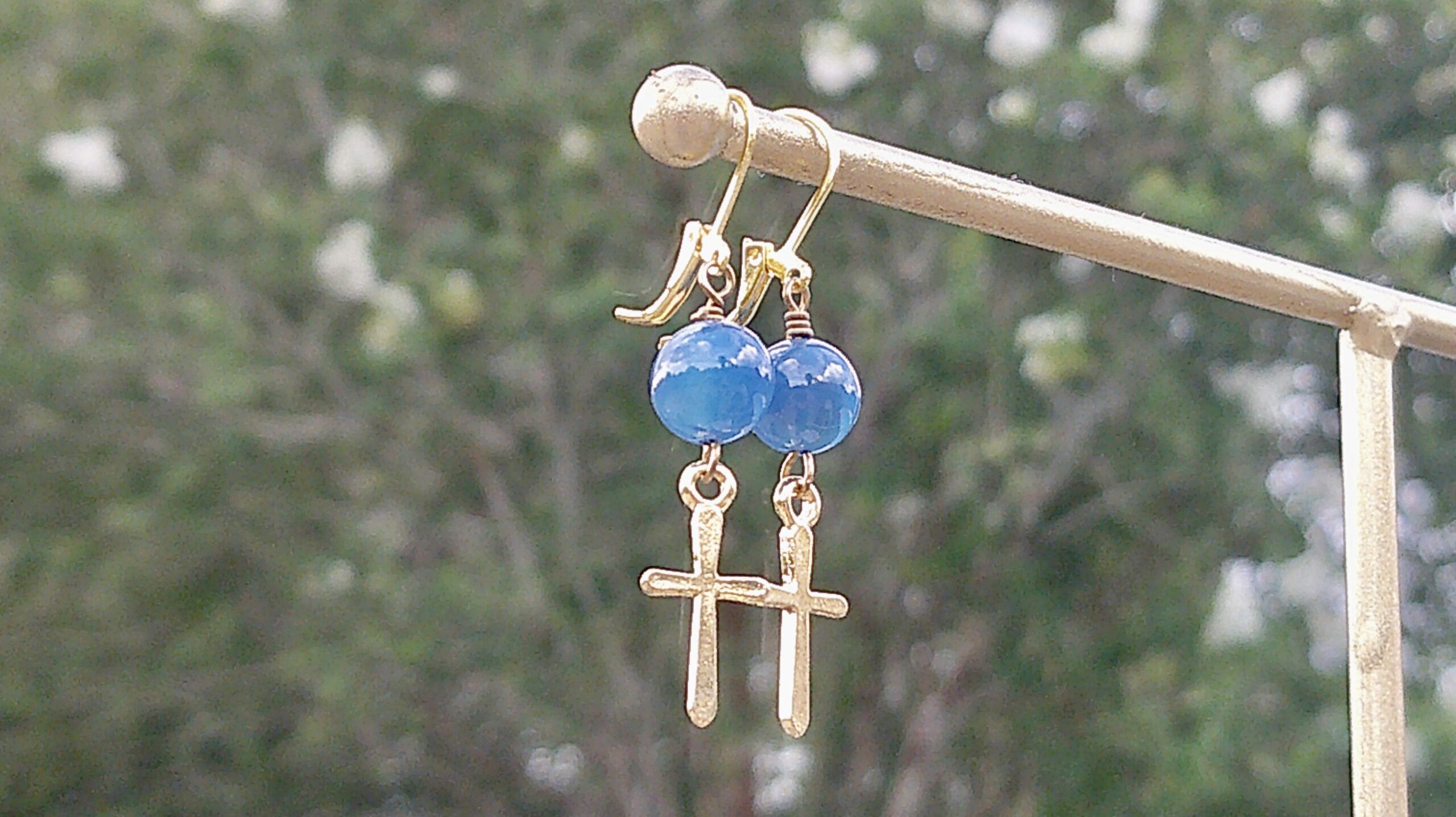 Sodalight Gold Vermeil Cross Dangle Earrings - Image 3