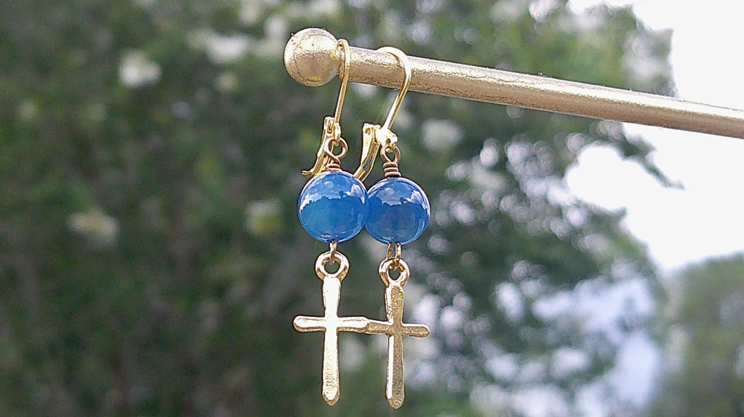 Sodalight Gold Vermeil Cross Dangle Earrings - Image 2