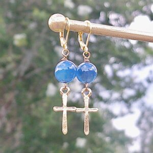 Sodalight Gold Vermeil Cross Dangle Earrings