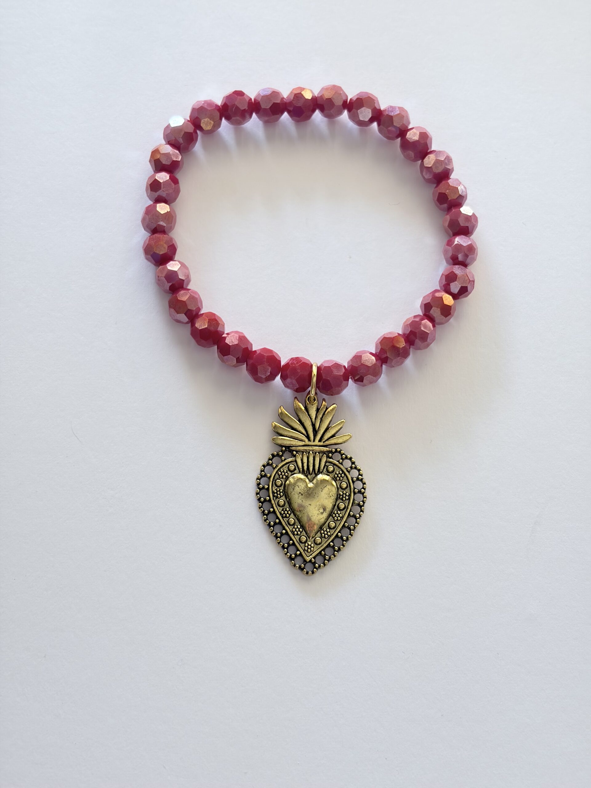 Sacred Heart of Jesus Stretch Crystal Bracelet - Image 2