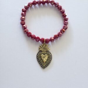 Sacred Heart of Jesus Stretch Crystal Bracelet