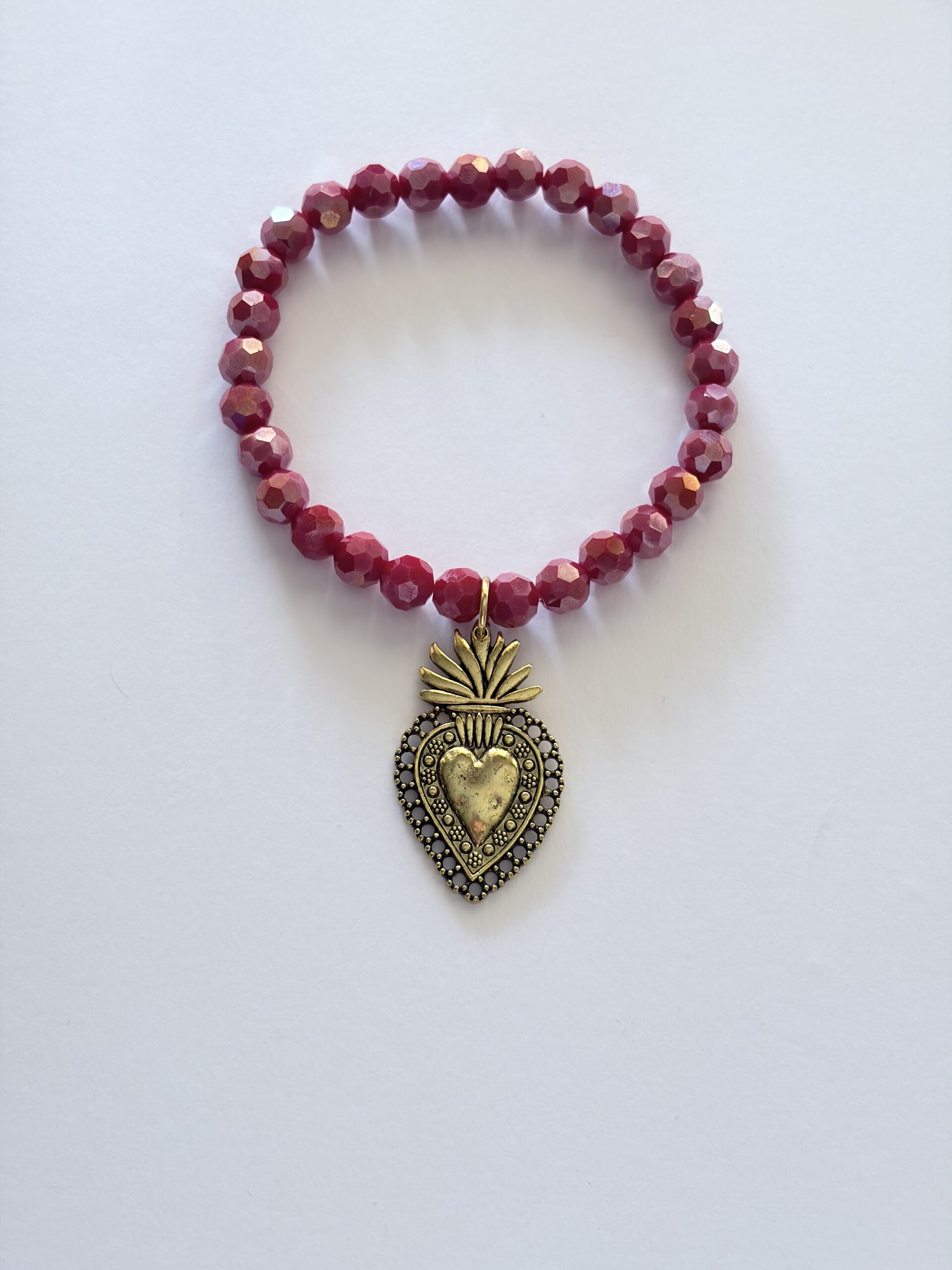 Sacred Heart of Jesus Stretch Crystal Bracelet